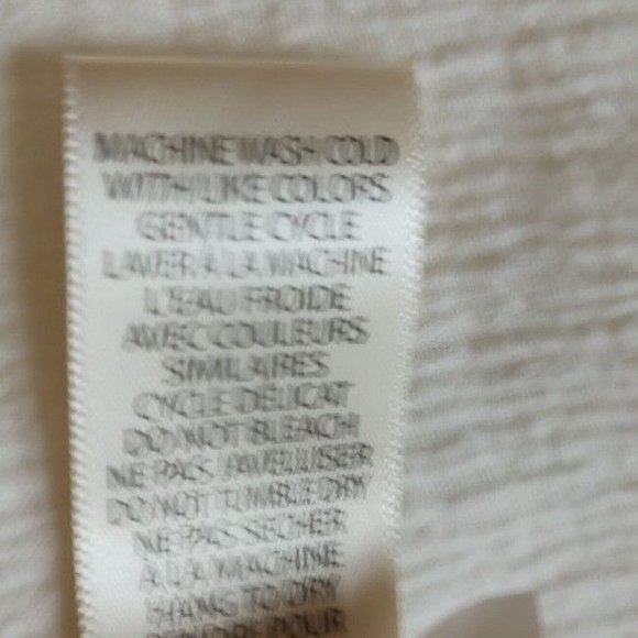 Max Studio Top Blouse Button Up Shirt White sz L Eyelet Balloon Sleeve… - Picture 8 of 8